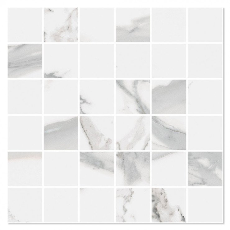 Marmor Mosaik Klinker Lucid Vit Matt 30x30 (5x5) cm-0